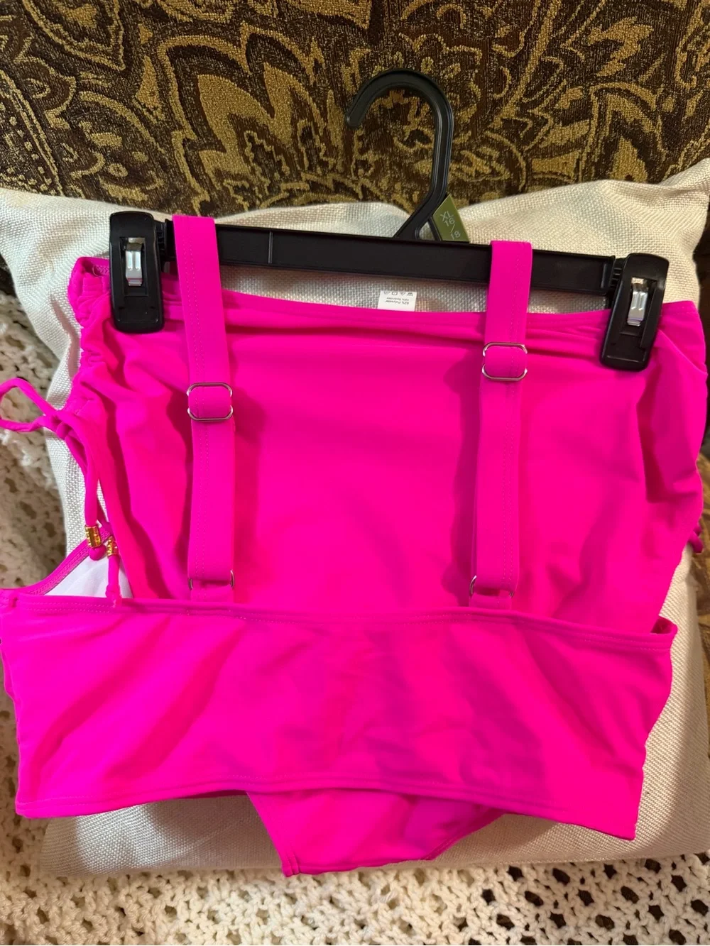Bright Pink Bandeau Swim Top with Supportive Straps